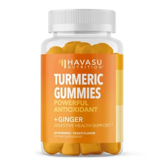 Turmeric + Ginger Gummies, 85% Curcuminoids, Immune System, Digestive Health &  Joint Support Supplement, Peach Flavor, Havasu Nutrition, 60ct image {3}