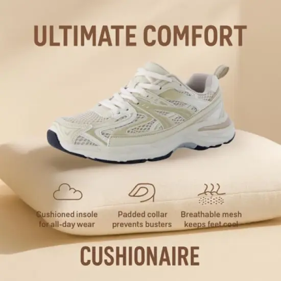 CUSHIONAIRE Sonic Casual Womens Walking Sneakers, Comfortable Lace-Up Chunky Tennis Shoes for Women with Memory Foam image {4}