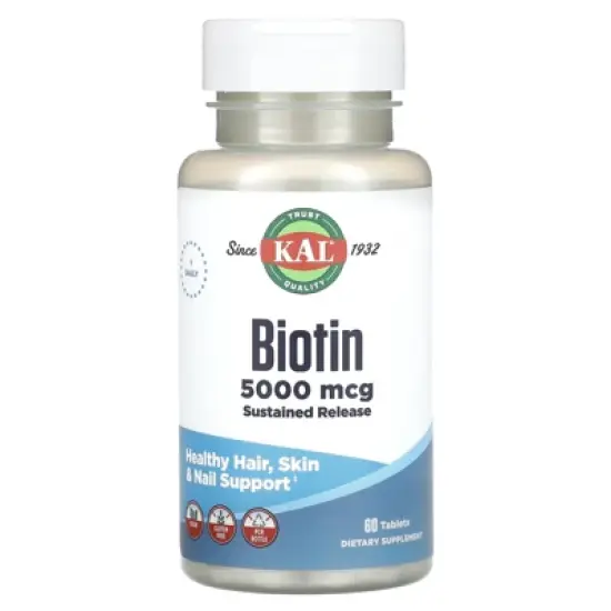 KAL Biotin 5000 TR Tablets, 5000 mcg, 60 Count image {4}