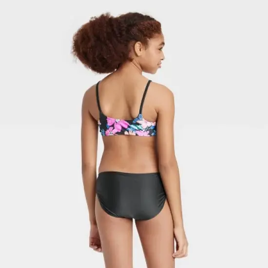 Girls' 3pc Western Blooms Swimwear Set - art class&trade; Black image {2}