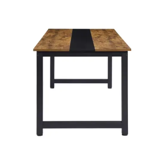 GlasFlength Desks Metal Frame Rustic Computer Desk Gaming Desk Home Office Desk Simple Design for Small Spaces, Brown, 70.87"*31.5"*29.13" image {5}