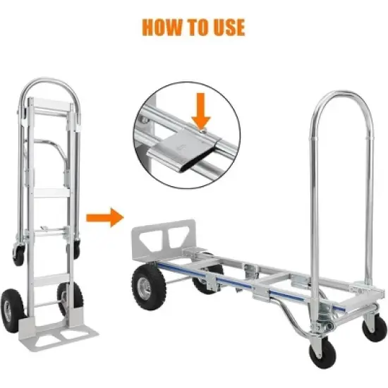 55.9" Aluminum Hand Truck 2 in 1 Folding Dolly Cart 770 lbs Capacity Heavy Duty image {3}