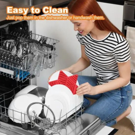 Unique Bargains Hexagon Star Heat Resistant Silicone Trivet Mat for Pots Coasters 2 Pcs image {2}