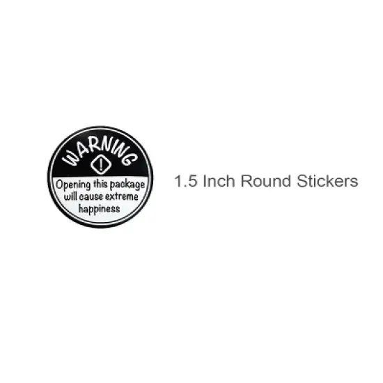 Wrapables 1.5 inch Black Extreme Happiness Warning Small Business Stickers Roll, Sealing Labels for Boxes, Envelopes, Bags and Packages (500pcs) image {1}