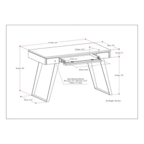 Mitchell Small Desk Distressed Charcoal Brown - WyndenHall image {7}