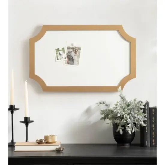 Kate & Laurel All Things Decor 15"x24" Holbrook Magnetic Dry Erase Board Gold image {7}