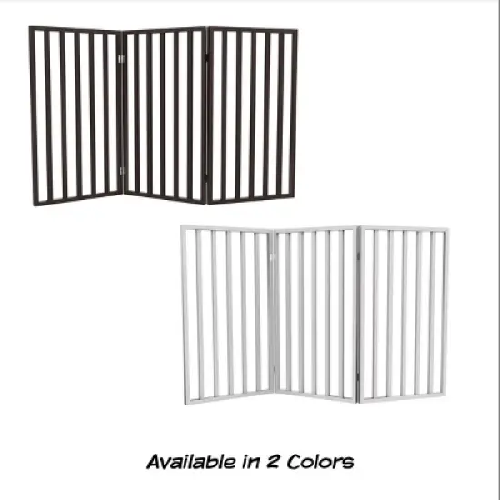 Indoor Pet Gate - 3-Panel Folding Dog Gate for Stairs or Doorways - 54x32-Inch Tall Freestanding Pet Fence for Cats and Dogs by PETMAKER (Brown) image {5}