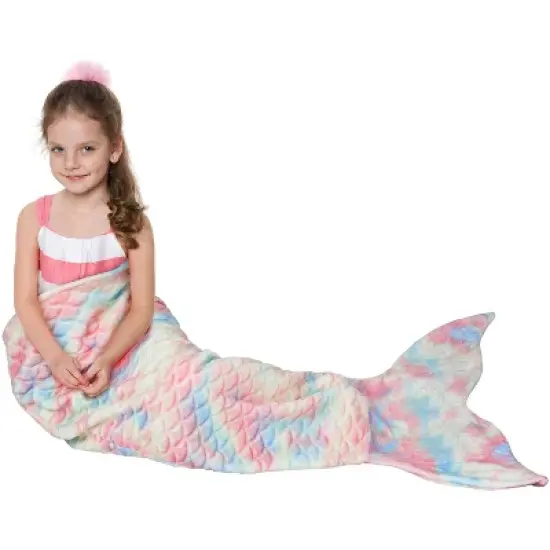 Catalonia Kid Flannel Blanket Mermaid Tail, Super Soft Plush Sleeping Bag Snuggle Blanket for Girl, Cozy Gift for Kid, Girl, Daughter, Granddaughter image {8}
