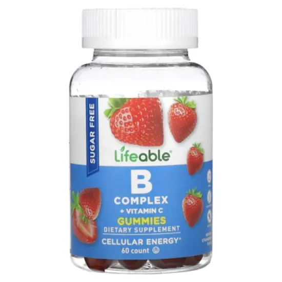 Lifeable B Complex + Vitamin C Gummies, Sugar Free, Natural Strawberry, 60 Gummies image {3}