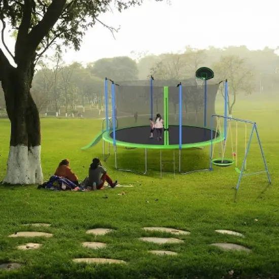 Dexmalle 14FT Trampoline with Slide and Swings image {1}