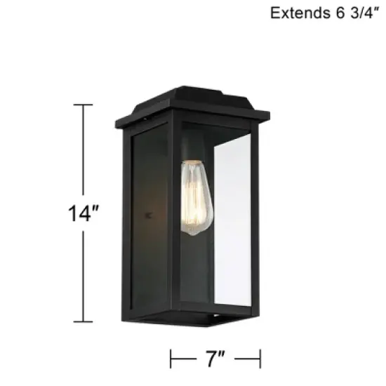 John Timberland Eastcrest Modern Outdoor Wall Light Fixture Textured Black 14" Clear Glass Panels for Post Exterior Barn Deck House Porch Yard Patio image {7}
