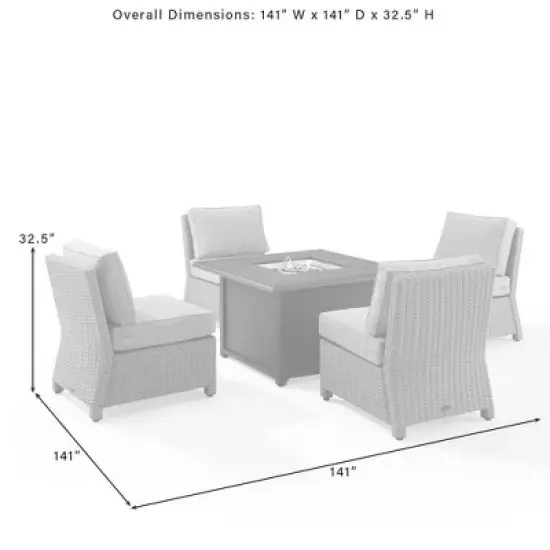Crosley 5pc Bradenton Steel Outdoor Patio Fire Pit Furniture Set with Armless Chairs image {14}