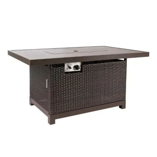 Kinger Home Novi 52in Rattan Wicker Propane Fire Pit Table, 50,000 BTU image {3}