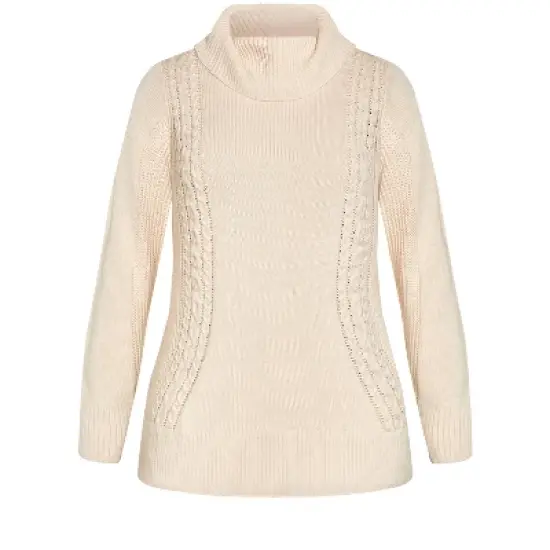 Women's Plus Size Rosie Cable Knit Sweater - cream | AVENUE image {4}