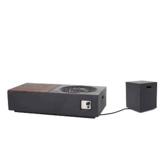 Goliath Outdoor 50000 BTU Light Weight Concrete Rectangular Fire Pit with Tank Holder - Christopher Knight Home image {12}