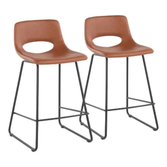 Set of 2 Robbi Steel/Faux Leather Counter Height Barstools - LumiSource image {10}