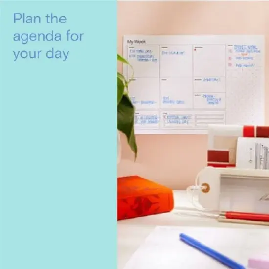 Noted by Post-it Weekly Calendar, White with pre-printed days: Office Supplies, 7.5x10 Inches, Uncoated Paper image {2}