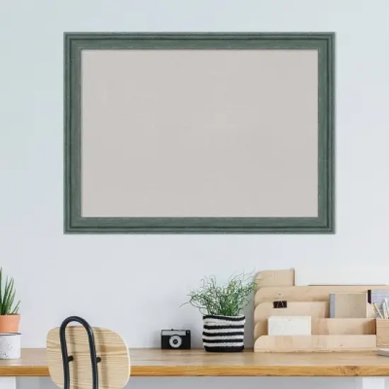 31"x23" Upcycled Wood Frame Gray Cork Board Teal - Amanti Art image {7}