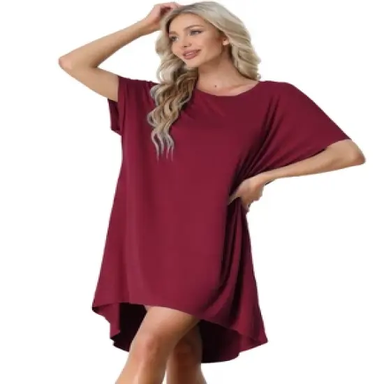 cheibear Women's Batwing Sleeve Nightshirt Lounge Dress Nightgown image {6}