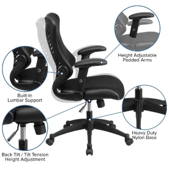 Executive Swivel Office Chair with Mesh Padded Seat - Flash Furniture image {4}
