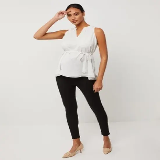 Pleated Sleeveless Maternity Blouse | A Pea in the Pod image {3}