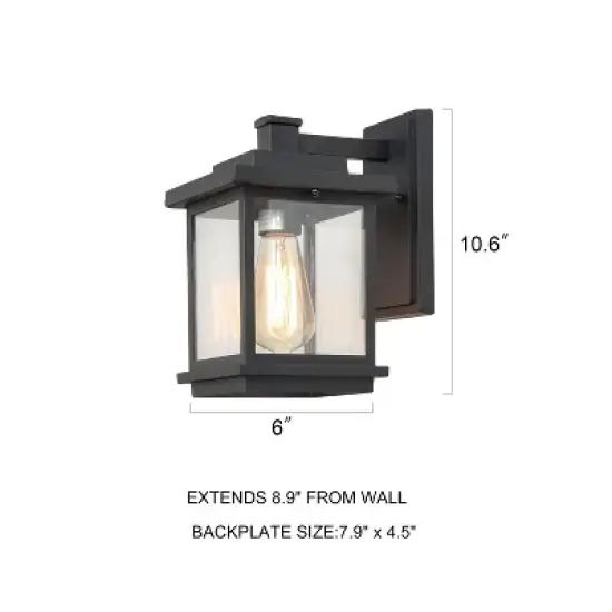 10.6" Metal/Glass Outdoor Lamp Black - LNC image {9}