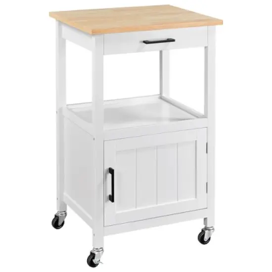 Yaheetech Rolling Kitchen Island Trolley Cart with Open Shelf and Storage Cabinet image {9}