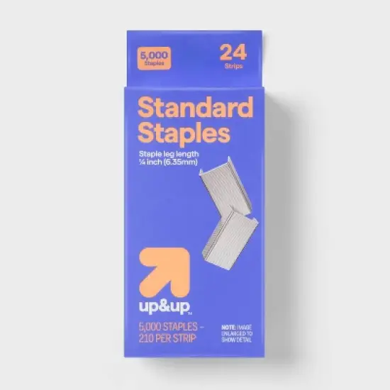 5000 Standard Staples - up&up&trade;: Staple Refills for Stapler, Metallic Silver, 5000 Count image {3}