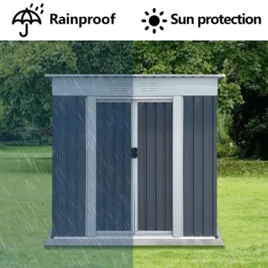 HANPURE Outdoor Storage Sheds 6FTx4FT Pent Roof Grey image {3}