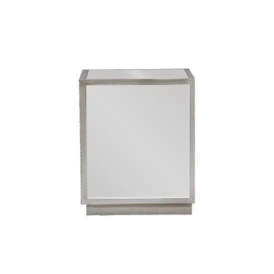 Currin Contemporary Mirror 3 Drawer Nightstand Silver - Baxton Studio image {2}