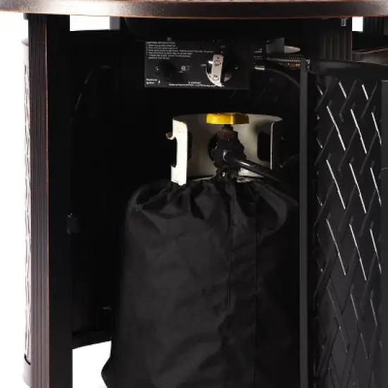 5pc Outdoor Dining Set with 34" Aluminum Round Weave Design Fire Table, Deep Seating Swivel Rocking Chairs & Covers - Oakland Living image {9}