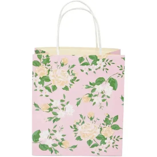 Sparkle and Bash 12-Pack Floral Small Kraft Gift Bags with Handles & 20 Tissue Paper (4 Colors, 8 x 9 x 4 in) image {6}