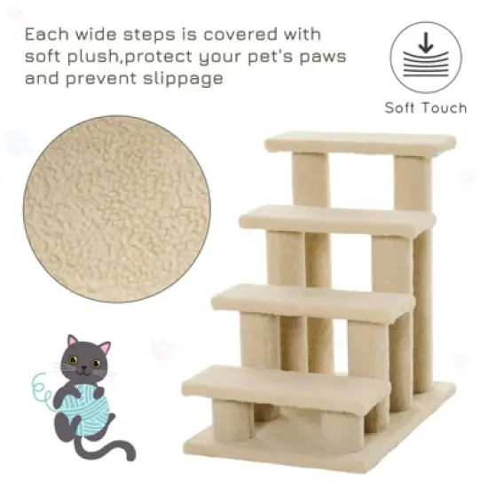 FURNIinspire 25" 4-Step Multi-Level Carpeted Cat Scratching Post Pet Stairs,25"*17"*23.5" image {4}