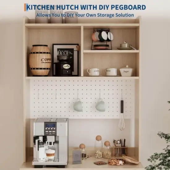 Kitchen Pantry Cabinet,71-Inch Freestanding Storage Cupboard with 7 Compartments, DIY Pegboard, 2 Glass Doors & Adjustable Shelves image {4}