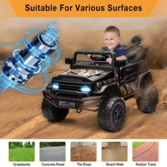 Electric Car for Kids, 12V Ride on Truck Car with Remote Control Spring Suspension image {1}