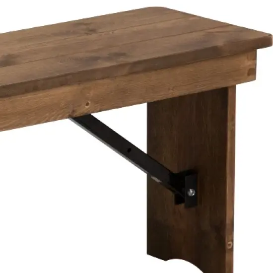 Merrick Lane Antique Solid Pine Folding Farmhouse Style Bench image {10}