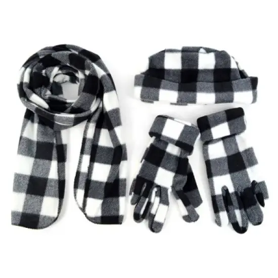 Buffalo Checks Plaid Gloves Scarf Hat Winter Set For Women image {6}