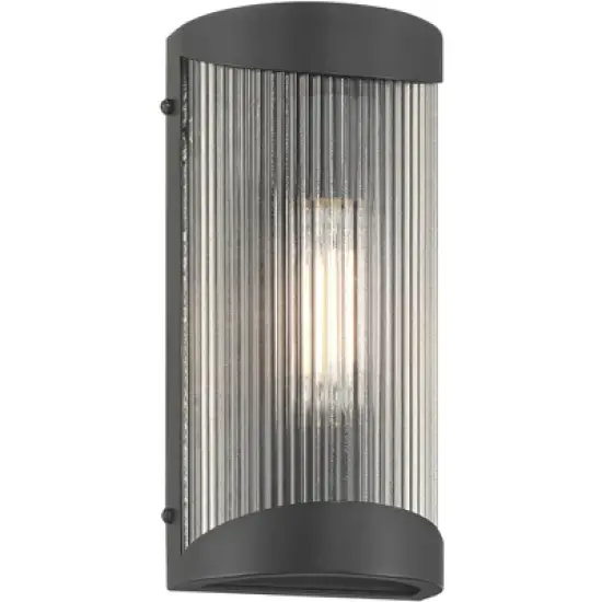 Possini Euro Design Possini Euro August 11" High Textured Black Outdoor Wall Light image {5}