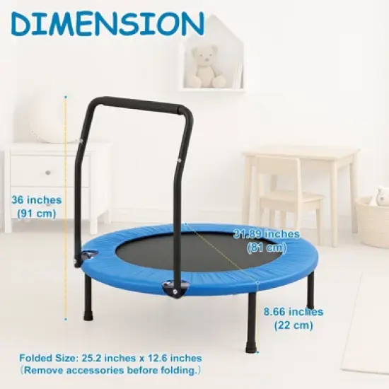 SUGIFT 36" Kids Trampoline Rebounder with Full Covered Handrail and Pad Indoor Outdoor image {2}