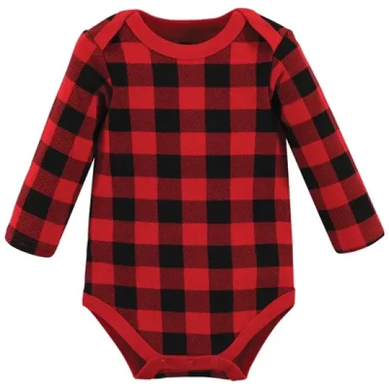 Hudson Baby Infant Boy Cotton Long-Sleeve Bodysuits, Buffalo Plaid Family image {3}
