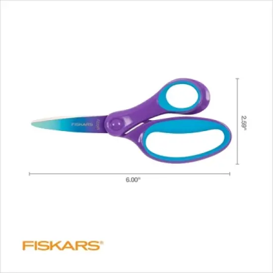 Fiskars Pointed-Tip Softgrip School Supplies Big Kids Scissors for Kids 8 to 11 - 6" Scissors - Purple Ombre image {6}