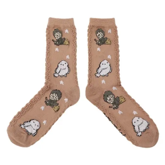 Harry Potter Chibi Characters Riding Brooms Women's Casual Crew Socks image {1}