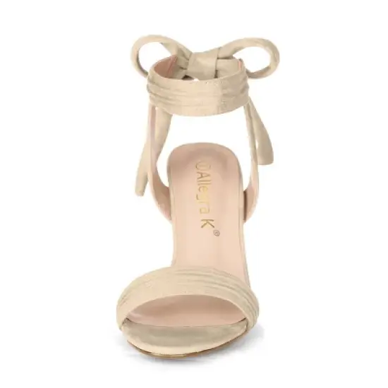 Allegra K Women's Open Toe Ankle Tie Back Chunky Heel Sandals image {1}