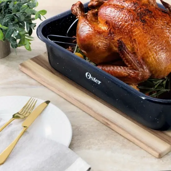 Oster Castillo 17 x 12 Inch Enamel on Steel Baking Pan with Removable Rack in Blue image {5}
