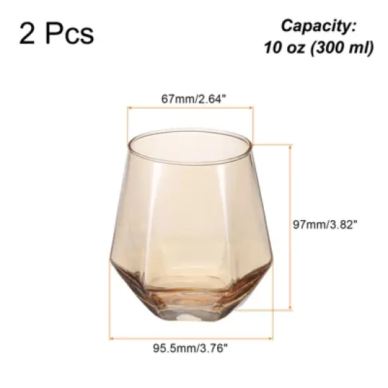 Unique Bargains Textures Walls Rims Diamond Whiskey Glasses 2 Pcs image {1}