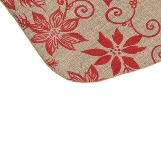 Northlight 20" Tan and Red Rustic Burlap Poinsettia Christmas Stocking image {3}