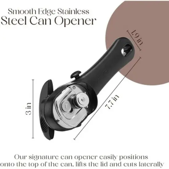 Manual Can Opener, Stainless Steel for Seniors with Ergonomic Grip & Smooth Edge image {3}