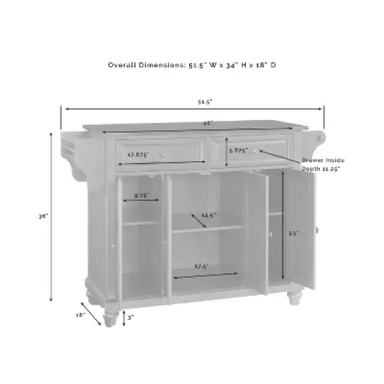 Cambridge Natural Wood Top Kitchen Island White - Crosley image {9}