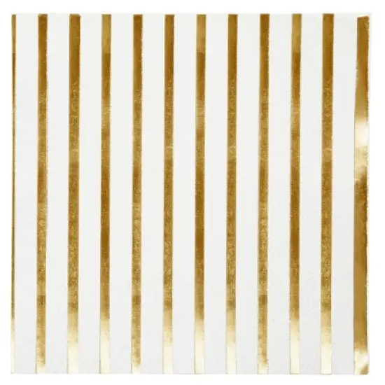Blue Panda 100 Pack Polka Dotted Gold and White Cocktail Napkins for Wedding, Birthday Party Supplies, 5 x 5 In image {8}