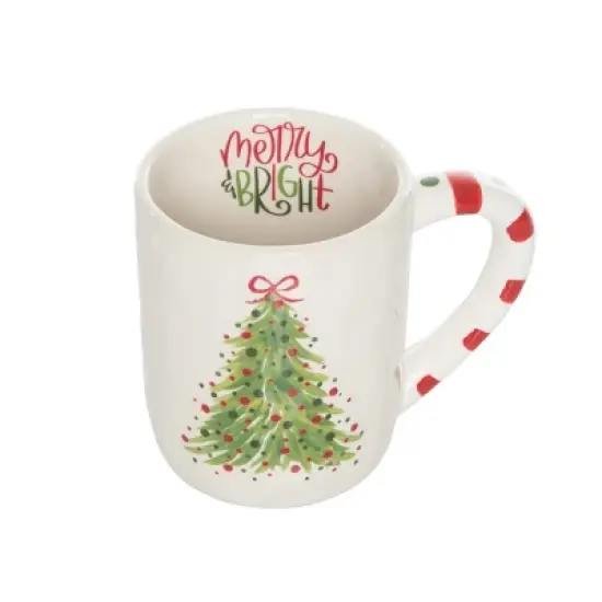 Transpac 15oz Ceramic Mug Dot Tree Multicolor Christmas Drinkware Perfect for Gifts and Holiday Decor Dishwasher Safe image {1}